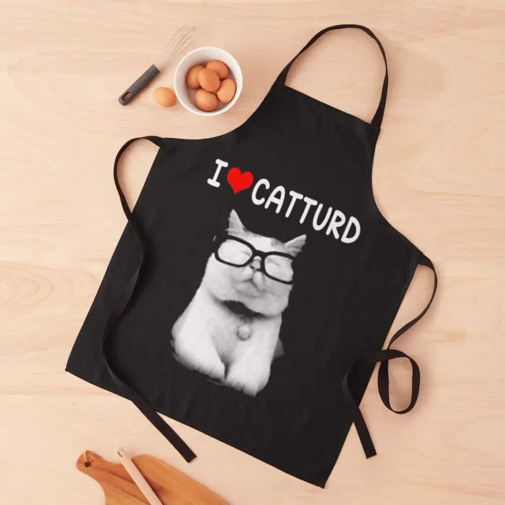 I Love catturd Apron For Nail Stylist Kitchen Kawaii Accessories Bib For Kitchen Home Supplies Apron