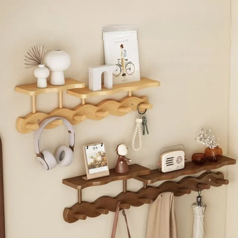 

Bamboo Hanging Hangers Modern Wall Mounted Storage Rack Space Saving Entryway Hooks for Coats Backpacks Backpacks