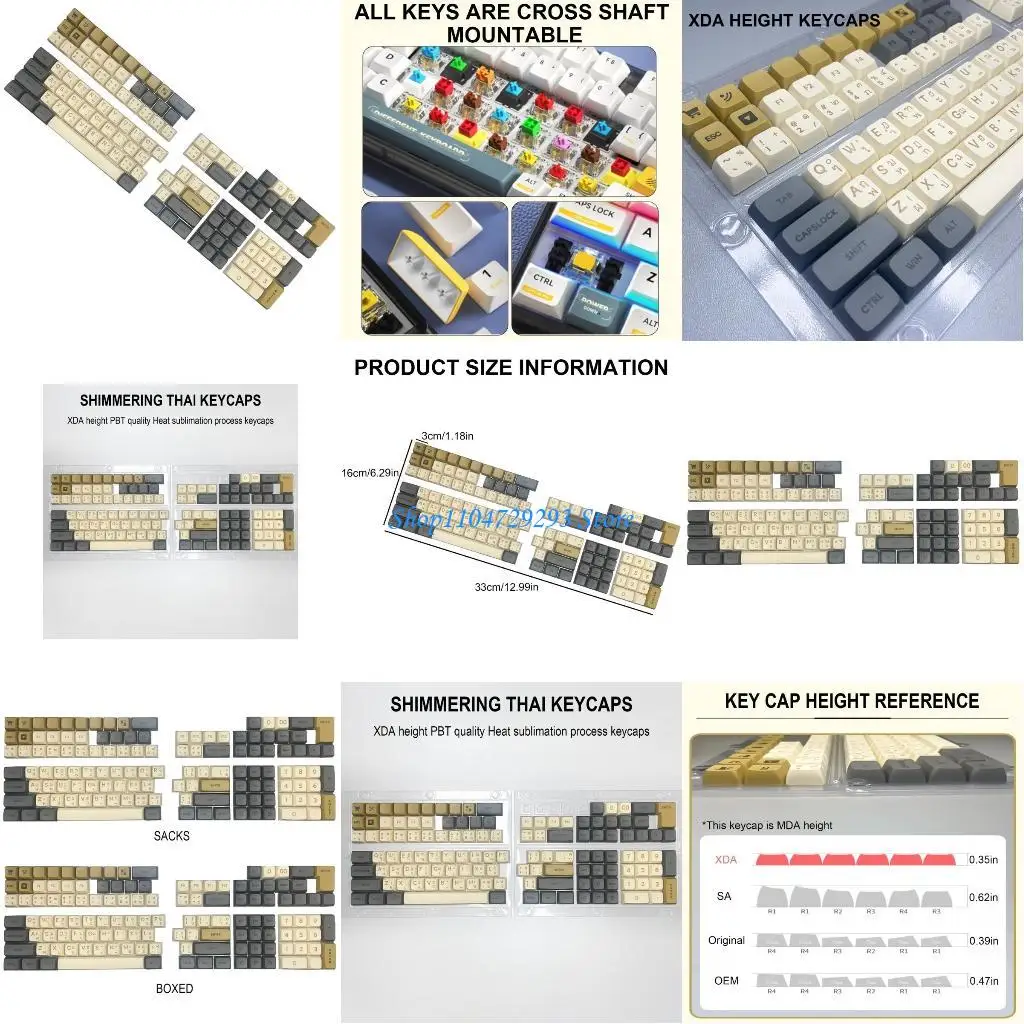 

Y2GD Comfortable XDA Keycaps Thai Keycaps Caps for Typists Gamers MX Switching Mechanical Keyboards Easy Installation