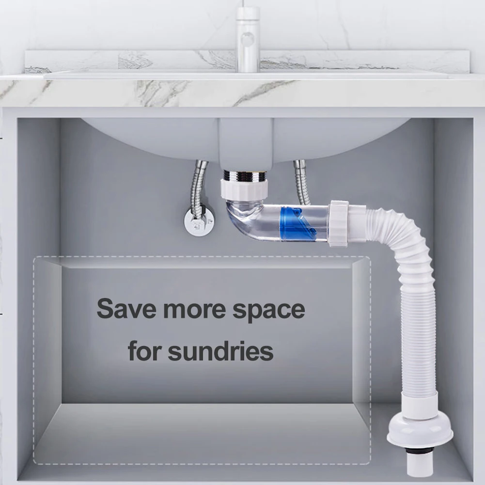 Sink Siphon Drain Pipe Flexible Siphon Drain Hose For Kitchen Bathroom Odour Prevention For Standard Pipe 40-50mm For G1-1/2sink