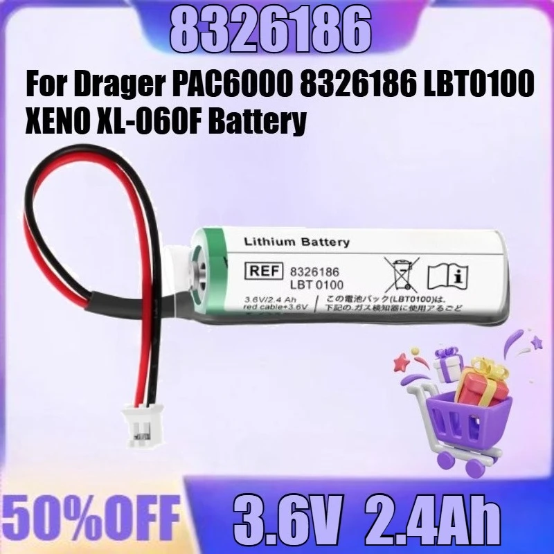 

New 8326186 3.6V 2.4Ah High Quality Battery for Drager PAC6000 8326186 LBT0100 XENO XL-060F Battery