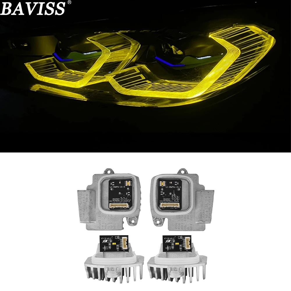 Yellow Angel Eyes DRL LED boards For 2022 2023 BMW M3 G80 M4 G82 G83 G22 G23 G26 Laserlight Daylight Headlight 9851048 9851047