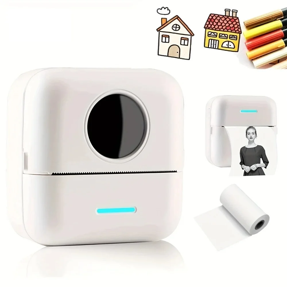 New Portable Inkless Printer，fit Home、 at Office use，Mini student error pocket printer,photo, list，Bluetooth thermal printer