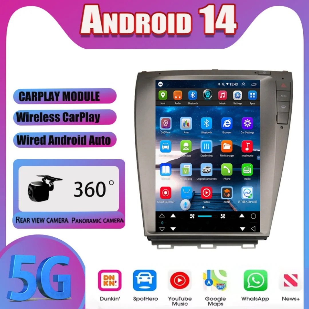 Android 14 For Lexus ES ES240 ES300 ES330 ES350 2004-2012 Car GPS Navi Radio Touch Screen Audio Intelligent System Radio Player