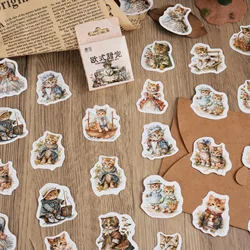 46Pcs Cute Cat Boxed Stickers Decorative Scrapbooking Cute Snowman Label Diy Diary Album Phone Journal Planner