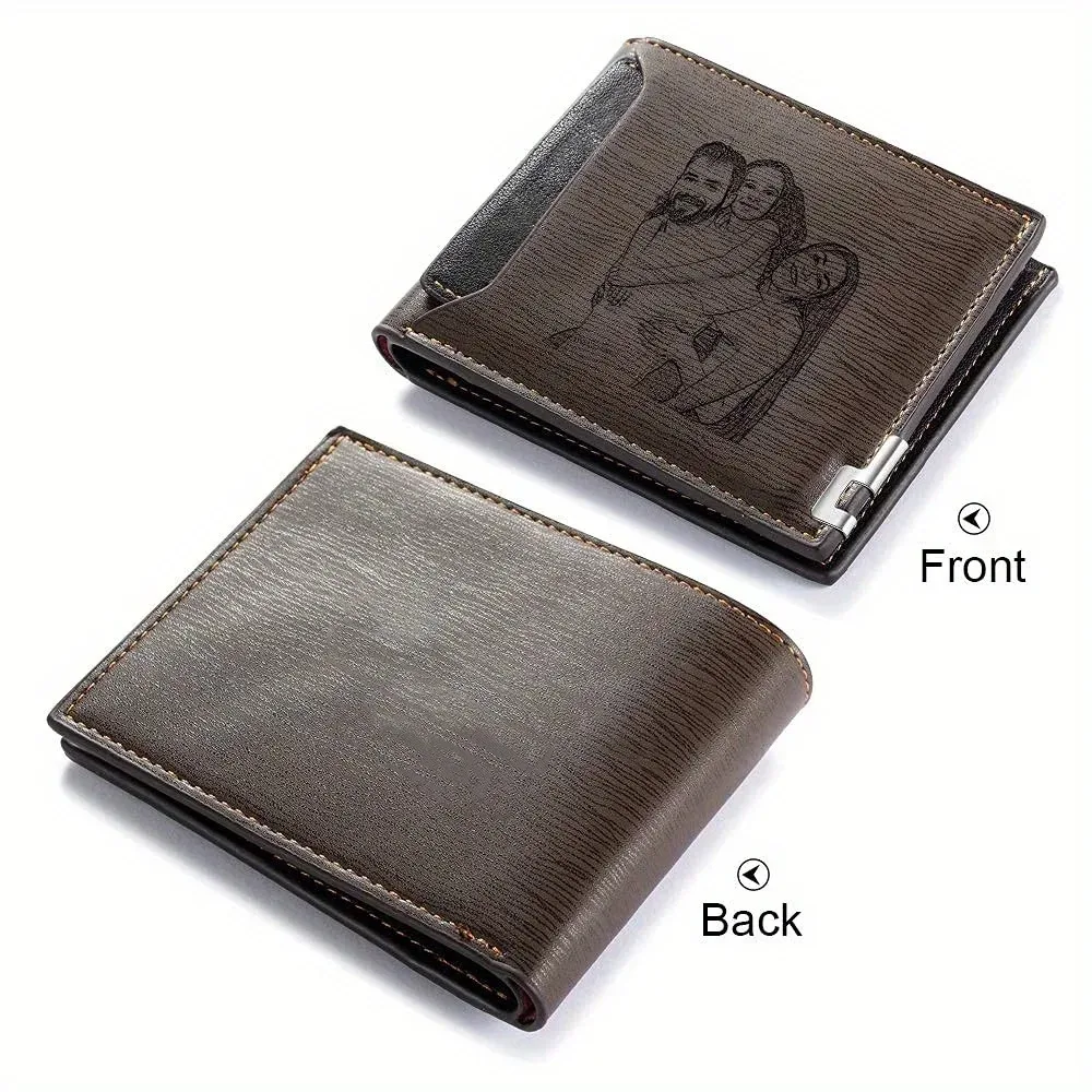 

Custom Picture Short Wallet Men Personalized Photo PU Leather Small Wallets Festival Birthday Father's Day Gift for Men Him Her