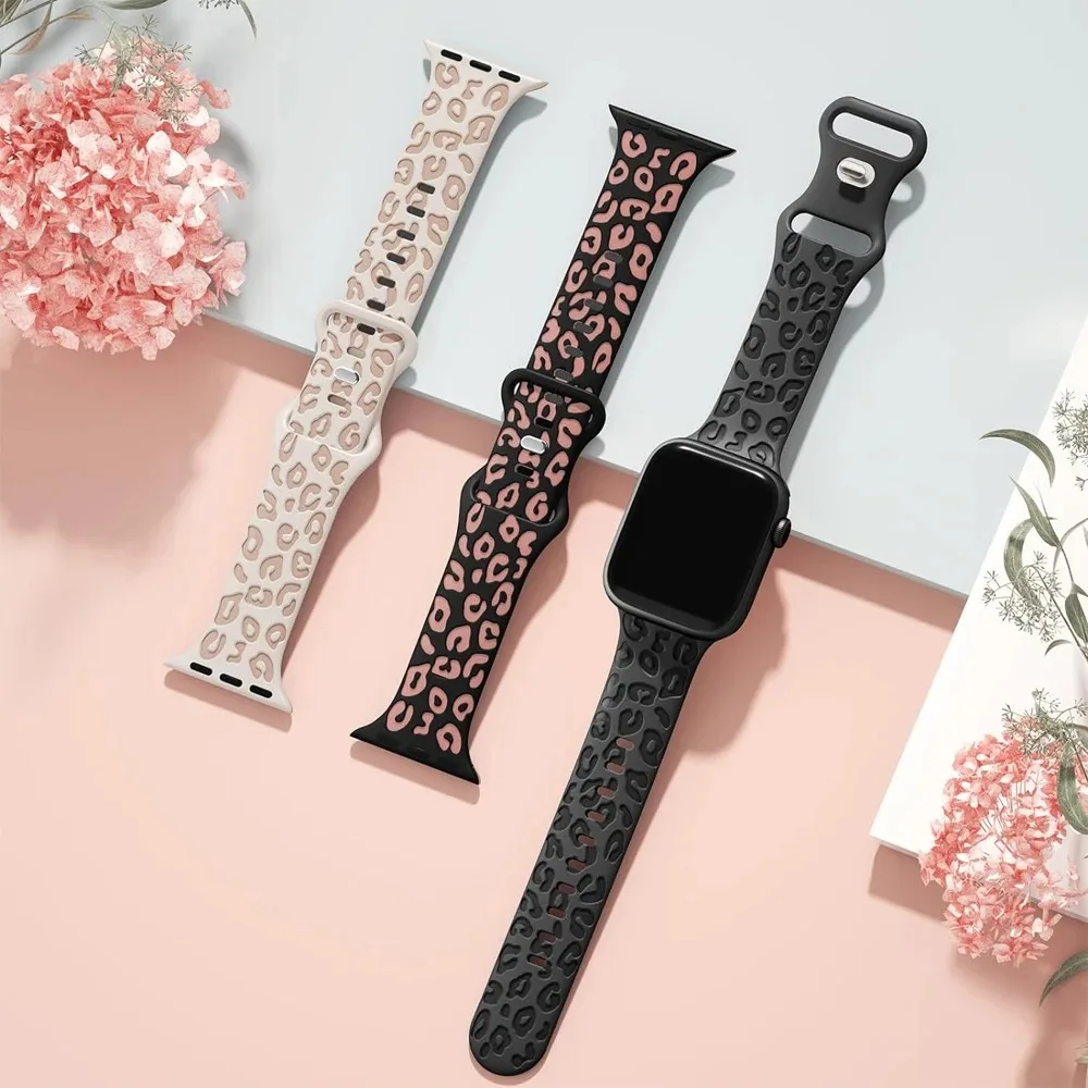 Strap For Apple Watch Band 44mm 42mm 45mm 41mm 40mm 49mm 38mm 44 45 mm Silicone Engraved Correa Bracelet Series 8 9 7 SE 6 5 4 3