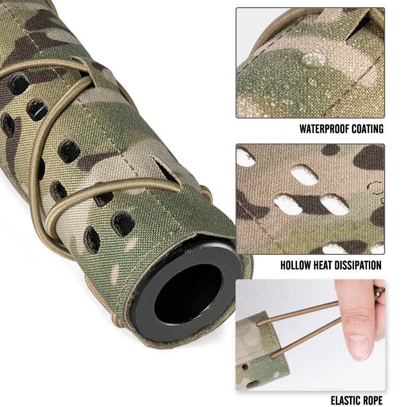 Upgrade Tactical Airsoft Suppressor Cover Adjustable CS Camouflage Protective Cover Barrel Protector Cover for Hunting Shooting view 5