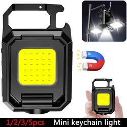 XPE Pocket Work Light 1000LM COB LED Mini Keychain Light USB Rechargeable Flashlight IPX4 Waterproof for Outdoor Camping Hiking