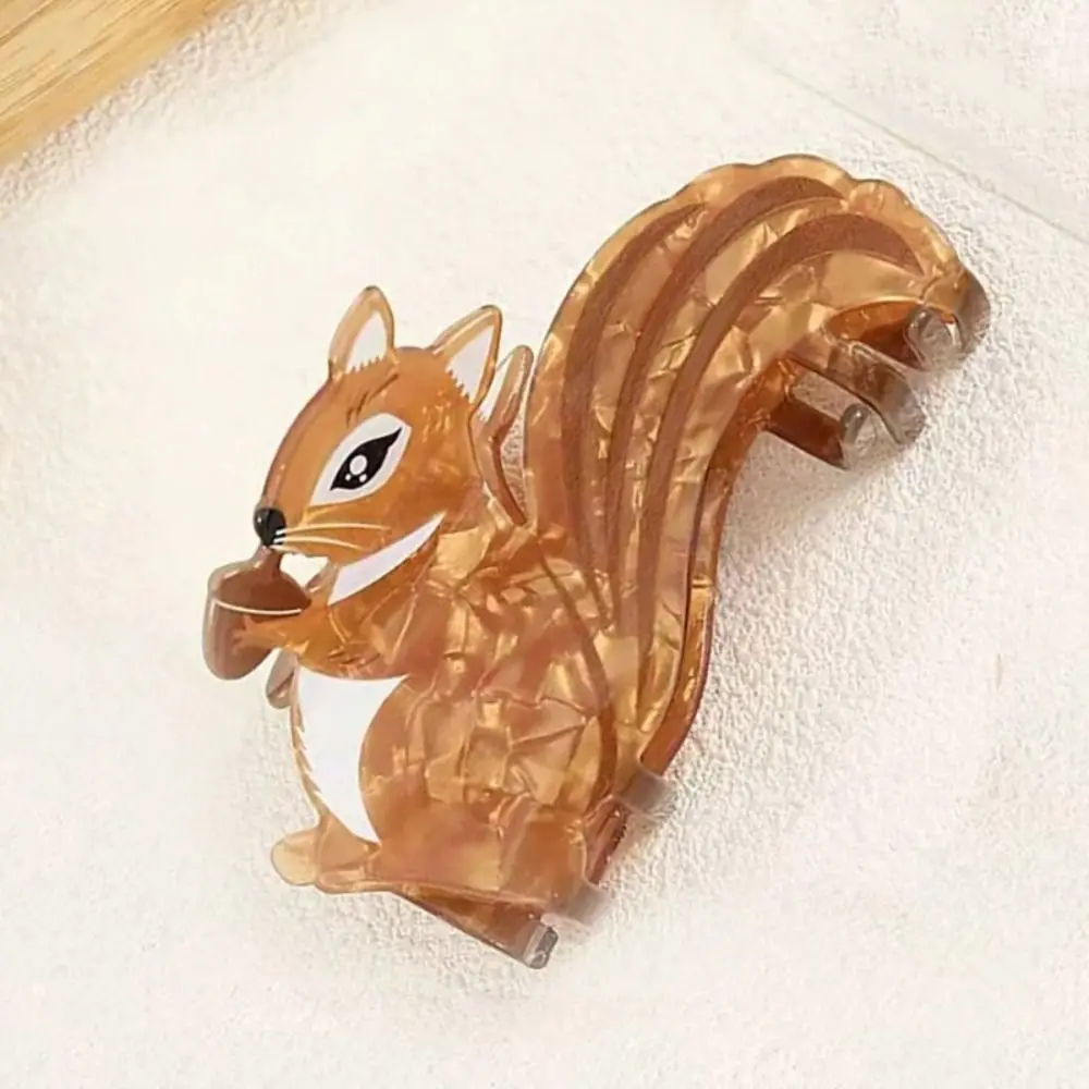 Cute Cartoon Animal Hair Claw Leaf Flower Acrylic Claw Clip Squirrel Grab Clip Large Shark Clip Daily