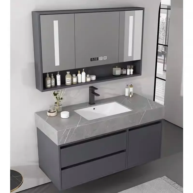 مجموعة أثاث الحمام تصميم الجدار شنق خشبي أسعار الجملة الحديثة فندق الخشب الرقائقي الحمام العائمة الغرور