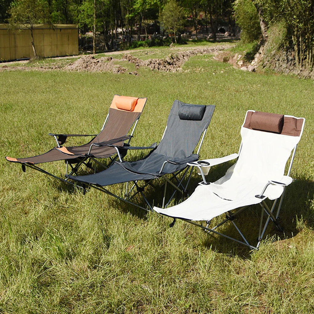 Cadeira de acampamento dobrável com apoio para os pés, encosto ao ar livre, cama portátil, cadeira para acampar, pesca, dobrável Beach Lounge Chair