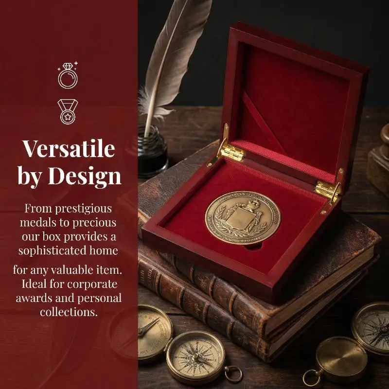 

Wooden Coin Display Case Storage Organizer Velvet Liner Protection Box for Collector Souvenir Coins Gift Office
