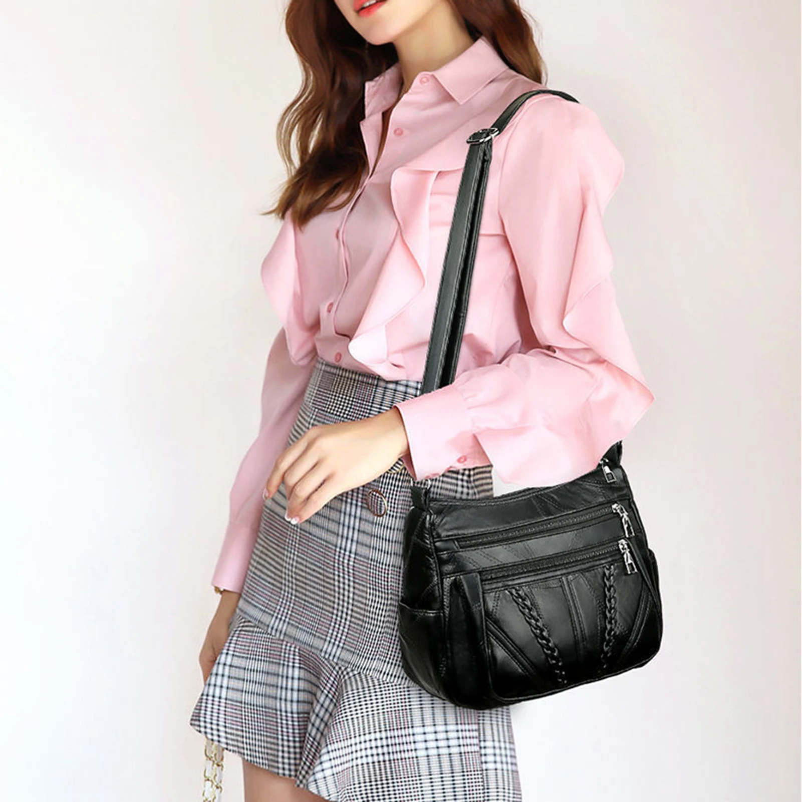 

Lightweight Crossbody Shoulder Bag Mother Anti-Theft Multi-layer Bags with Zipper Closure for Pencils Textbooks Phone Tablet