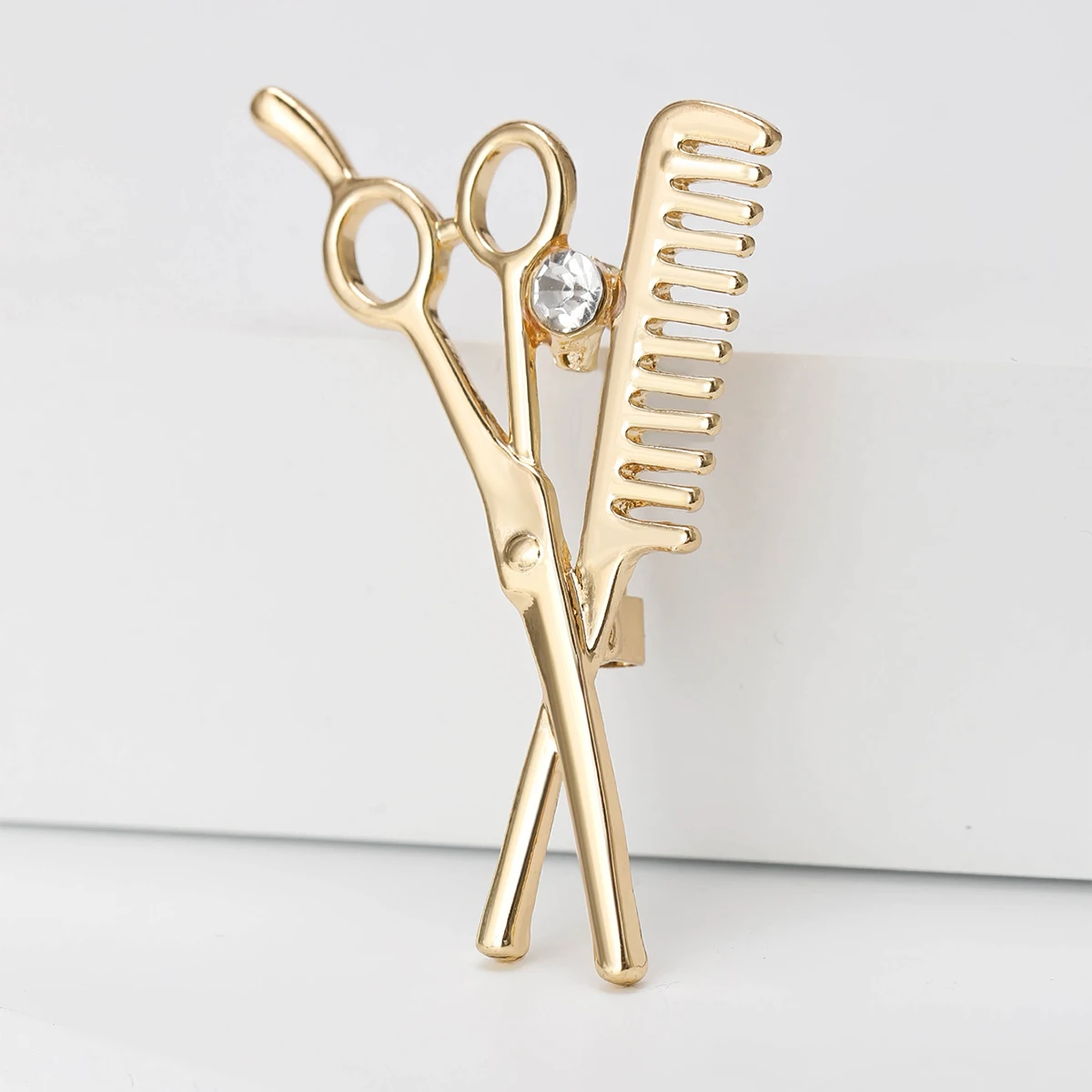 Beaut&Berry Women\'s Shiny Barber Scissor Brooches Unisex Tool Pins Office Party Casual Accessories Gifts