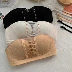 Non-Slip Bra Lace Tube Top Seamless Wireless Small Chest Push up Adjustable Sexy Beauty Back Underwear for Women