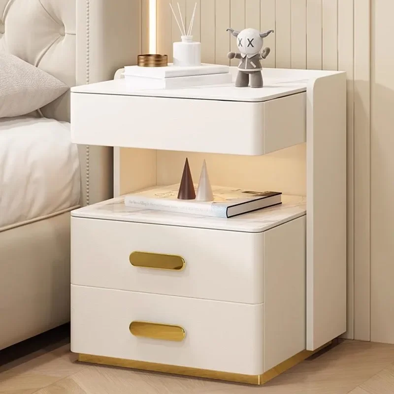 Luxury Storage Nightstands Indoor Fashion Wooden Designer Nordic Minimalist Night Stand Table Meubles De Chambre Furnitures