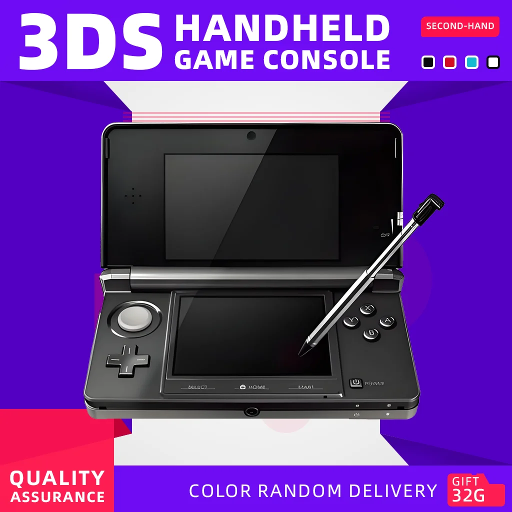 

Original Refuebished 3DS 3DSXL 3DSLL handheld game console free games nitendo 3ds new3ds xl 32GB/64gb/128gb red