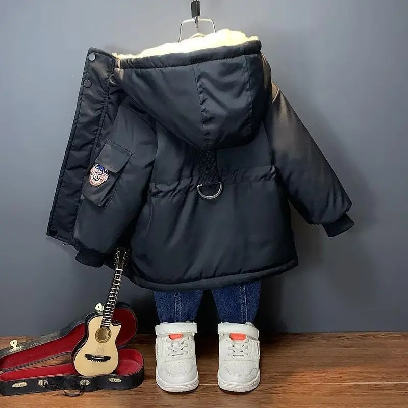 Winter jacket for Boys Girls Medium Length Down Jacket NewThickened Hooded Coat Big Childrens Kids Jacket 2-10Years