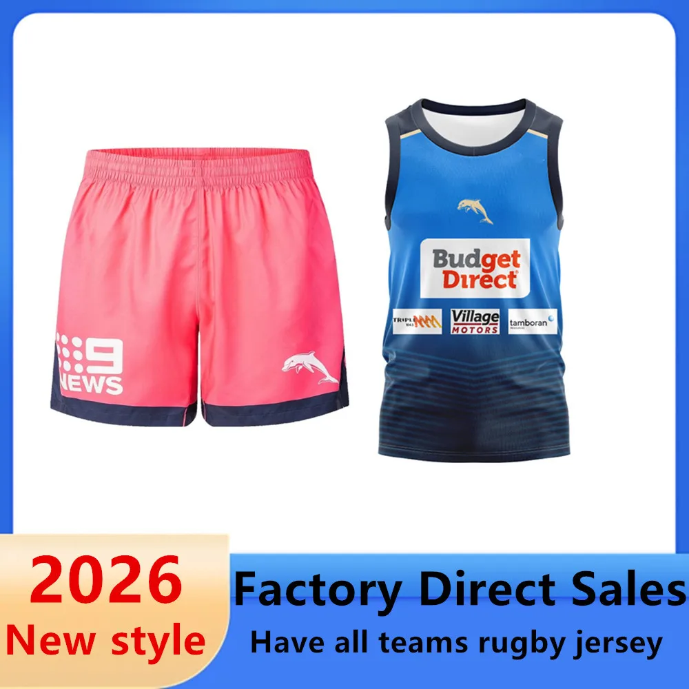 Conjunto de Entrenamiento de los DOLPHINS de Australia 2026 2027, Pantalones Cortos de Rugby, Chaleco, Chaqueta, Sudadera con Capucha, Camiseta, Jersey de Rugby para Niños, Mujeres, Hombres y Niños