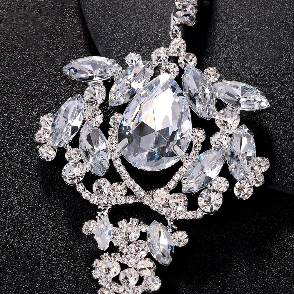 Stonefans حجر الراين مبالغ فيها استرخى أقراط للنساء هدية الزفاف 2024 العصرية الزفاف كريستال بيان أقراط مأدبة