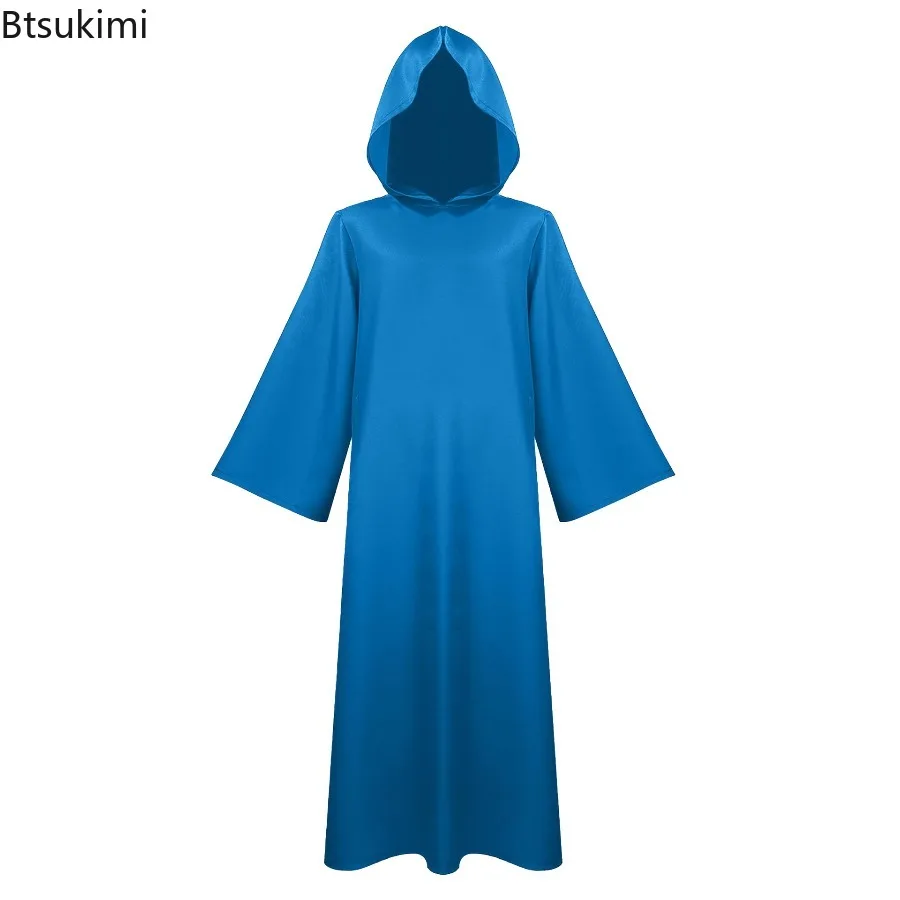 Medieval Multi Color Hooded Cloak Retro Wizard Jedi Long Sleeve Black Cloak Halloween Carnival Party Vampire Role Play Costume