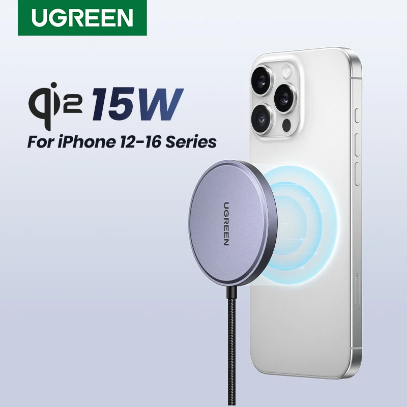 UGREEN 15W Magnetic Wireless Charger For iPhone 16 15 pro max Magnet Induction Charger Qi2 for Macsafe Wireless Charging Pad