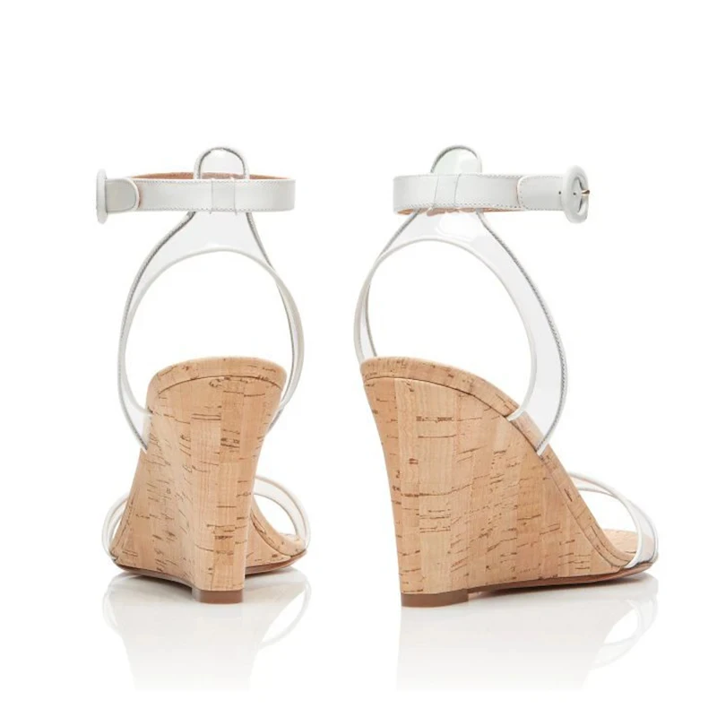 Summer Women\'s Wedge Sandals Open Toe High Heels Shoes Comfortable Wedges PVC Strap Ladies Female Party Footwear Customized