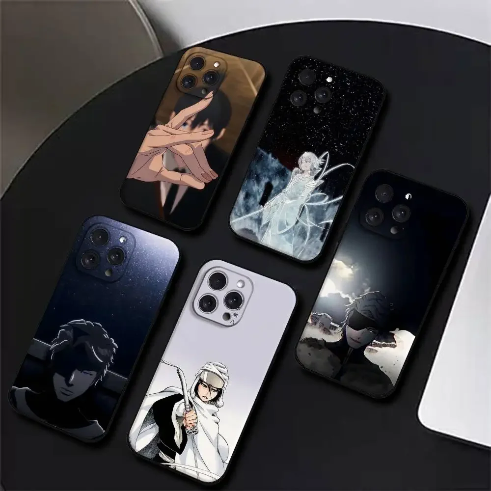B-Bleach Anime Aizen Handyhülle für iPhone 17, 16, 15, 14, 13, 12, 11 Plus, Pro, Max, XR, XS, X, 7, 8 Plus, Mini Schwarzes Silikon Weich