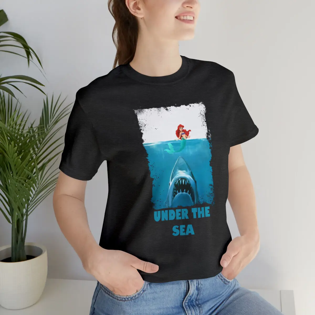 Little Mermaid Ariel Jaws Shark Week T Shirt Free Shipping