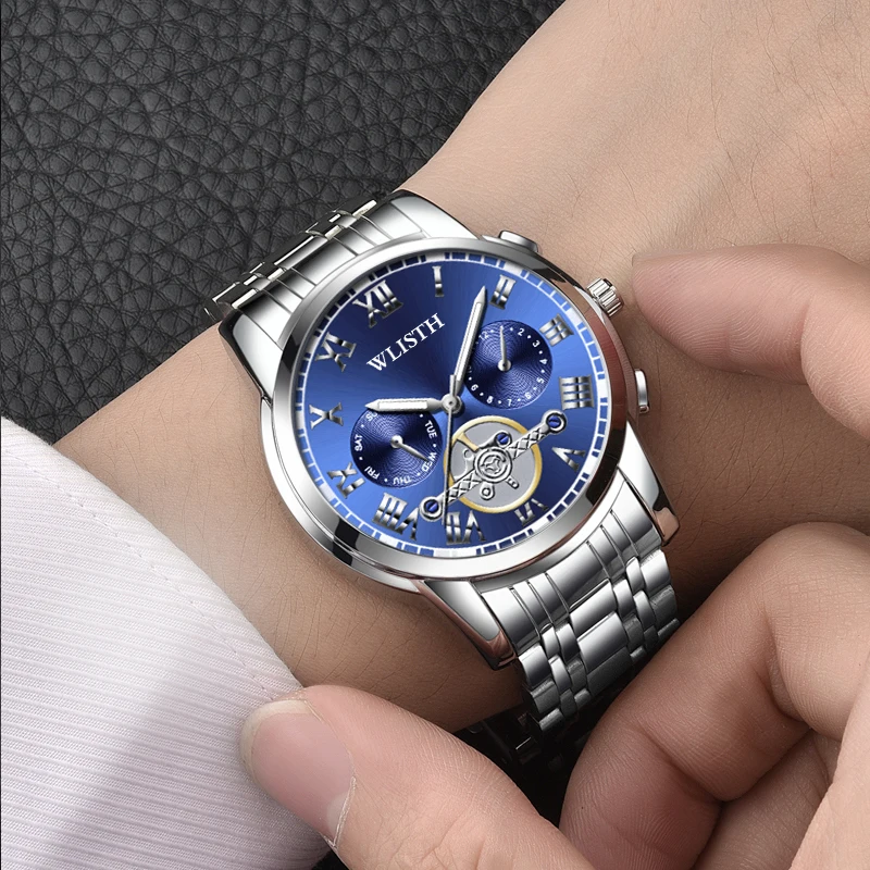 

Брендовые классические деловые мужские часы, кварцевые мужские часы, модные часы с ремешком из нержавеющей стали, светящиеся водонепроницаемые спортивные часы, часы reloj hom