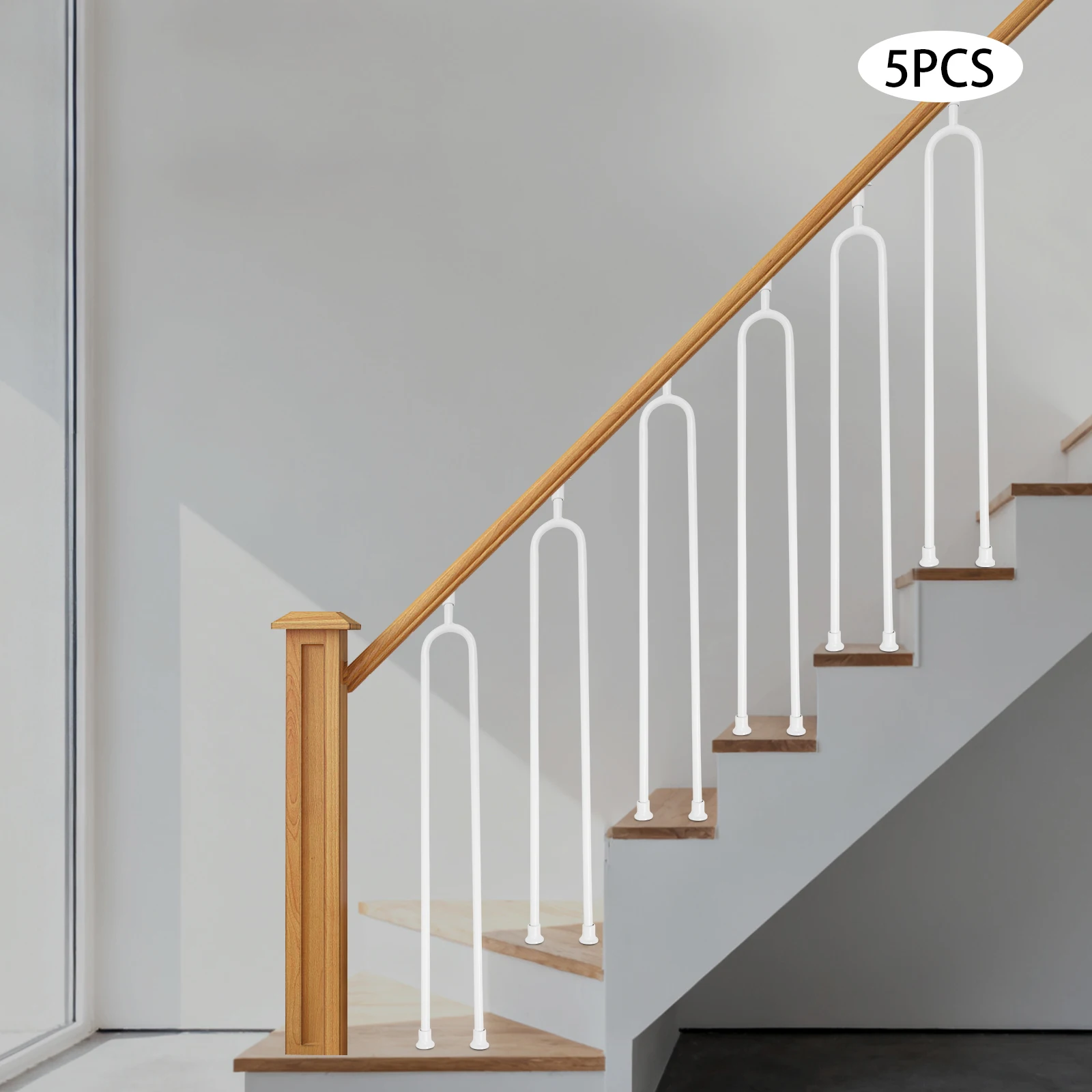 5pcs White Iron 101cm U-shaped Stair Column Adjustable Roof Arch Handrail Support Column
