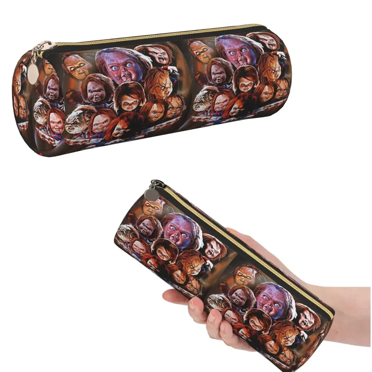 Bride Of Chucky Horror Film Movie Pencil Case for Boys Girls Gifts Cylinder Pen Box Pencil Bag Pen Holder