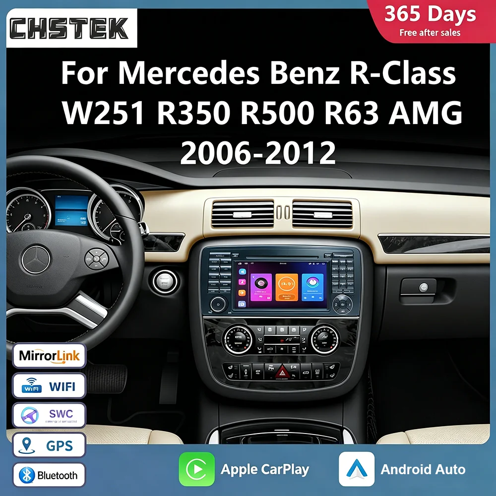 CHSTEKCar Head Unit Car radio Multimedia Player for Benz R W251 R280 R300 R320 R350 R500 2006-2016 Wireless CarPlay Android Auto