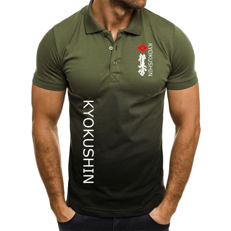 3D gradient design Men's POLO shirt summer brand menswear Kyokushin Karate Printing Fashion New Man's Short Sleeve Tops