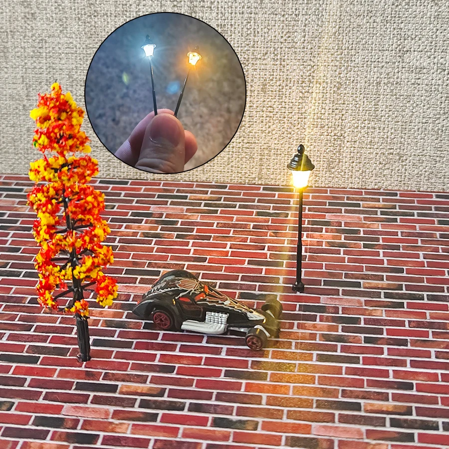  3PCS Miniature Street Lamp HO 1:87 Scale 3V Model Light For Railway Train/Post Lights/Dollhouse Fairy Garden Decor Dioramas