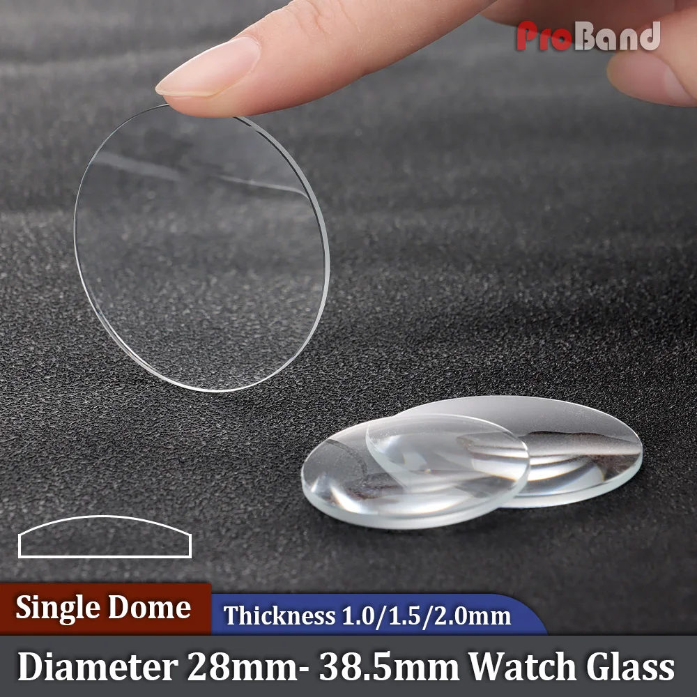 Single Dome Watch Glass Thickness 1.0/1.5/2.0mm Diameter 28mm-38.5mm Transparent Round Watch Crystal Replacement Parts 29mm 30mm