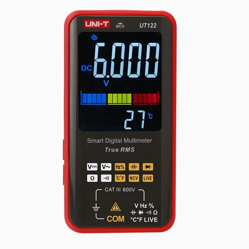 u ni-t UT122 Smart Digital Multimeter True RMS AC DC Voltage Resistance Continuity Capacitance Temperature Frequency NCV Tester