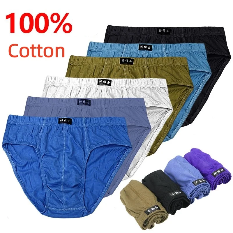 6Pcs/Lot Cotton Underpants for Men Briefs Male Underwear Knickers Panties Pant Shorts Sexy Undies in Sizes XL to 6XL