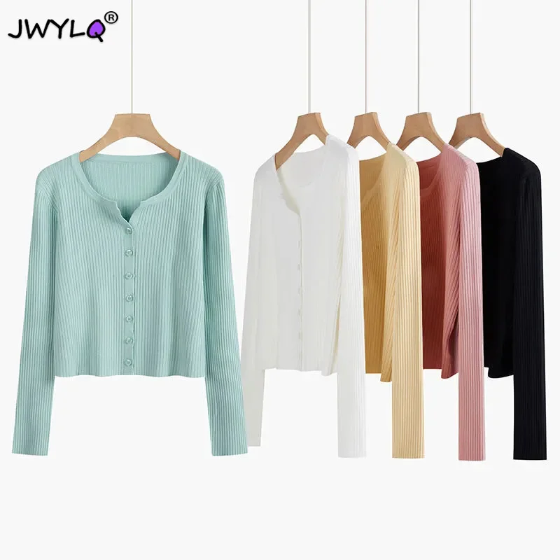 Thin Ice Silk Knit Cardigans Sun Protection Clothing Korean Fashion Air Conditioner Shirt Loose V Neck Summer Long Sleeves Tops