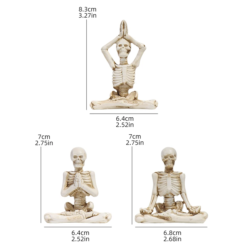 تمثال مهرجان الراتنج المزخرف ثلاثي على شكل جمجمة الهالوين لإنشاء جو العطلة في المنزل وغرفة النوم وغرفة المعيشة