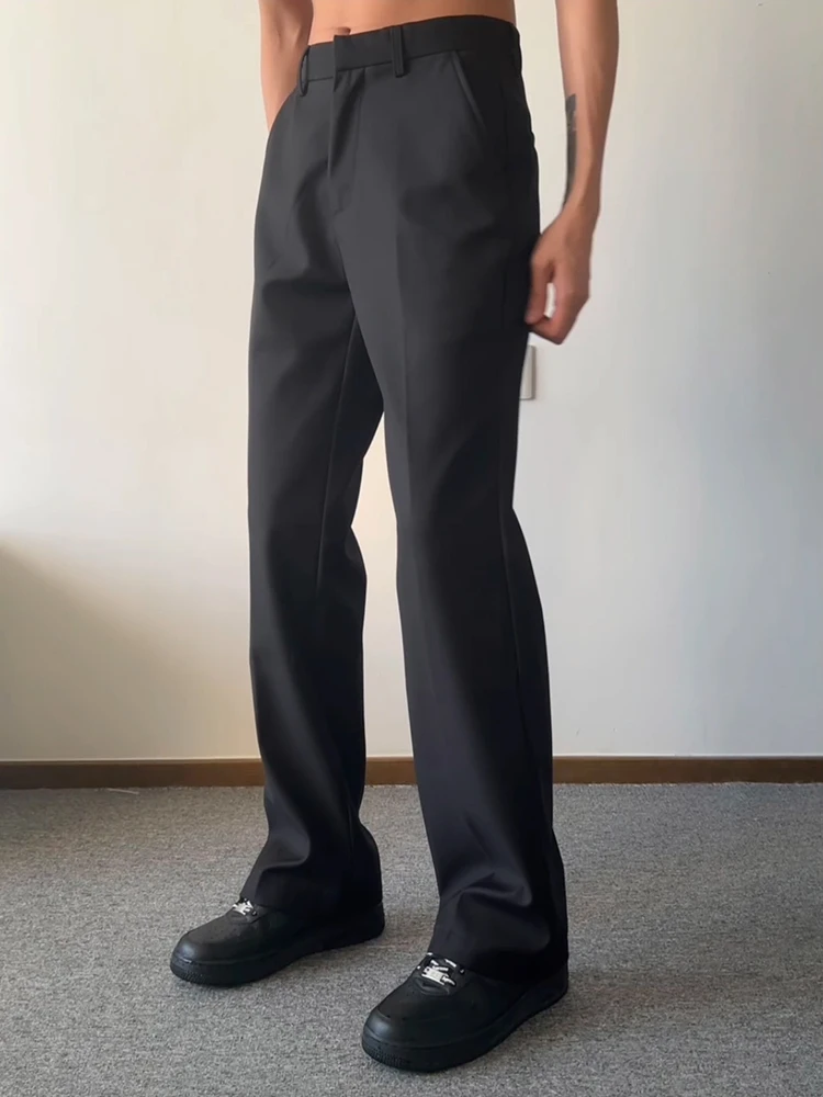 

Bla Ice Silk Wide Leg Pants Men's Sli Casual Trousers High Street Faion Straight Cut Anti-Wrinkle Spring Summer