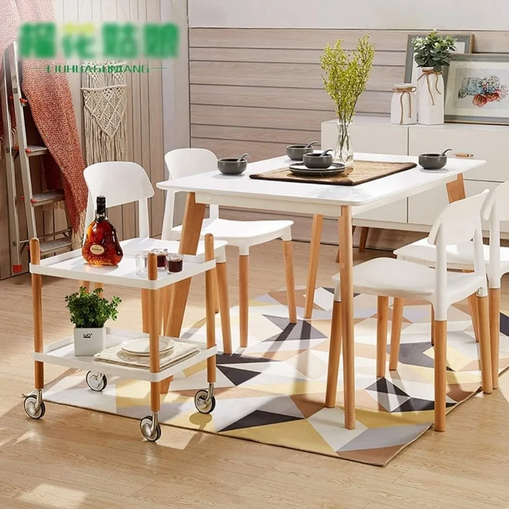 Multifunction Portable Hand Trucks,Large Trolly Cart 2 Tier Catering Cart with Universal Wheel, Kitchen/Dining Room Storage Util