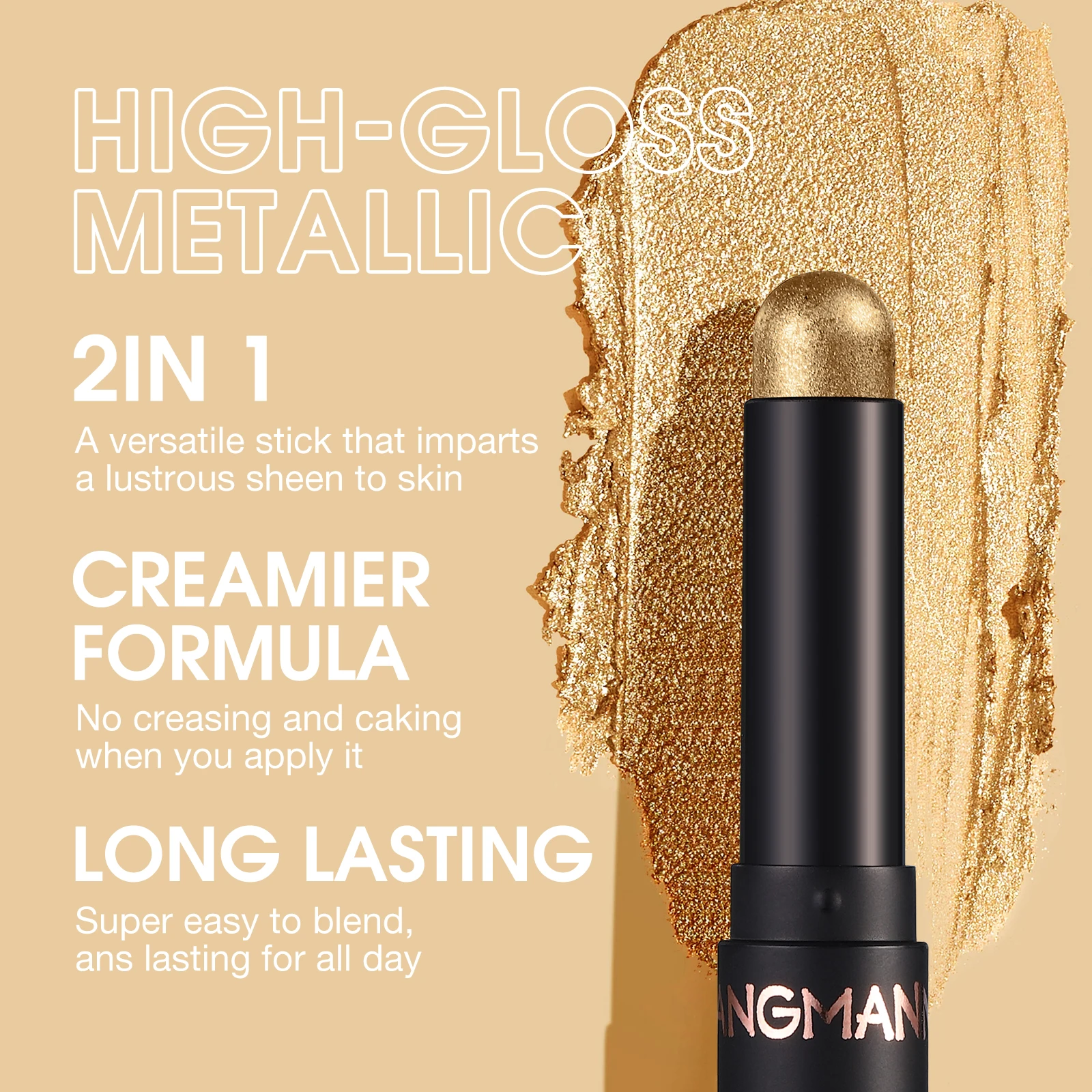 2-in-1 多機能アイシャドウスティック、持続性のある輝き、簡単に汚れず、光沢のある輪郭、昼夜のメイクに不可欠