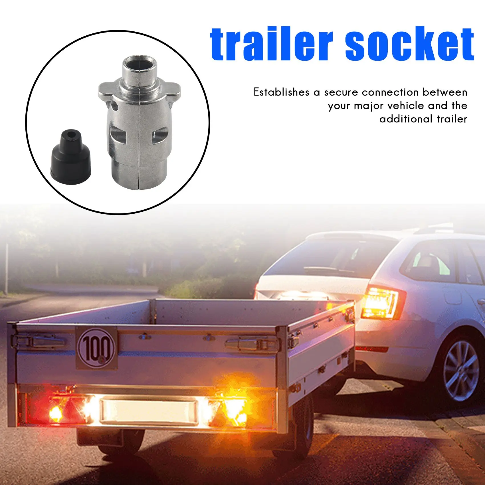 Spina per rimorchio a 7 Pin connettore per cablaggio a 7 poli con perno tondo per impieghi gravosi 12V Towbar traino spina per camion Caravan tipo N estremità del rimorchio