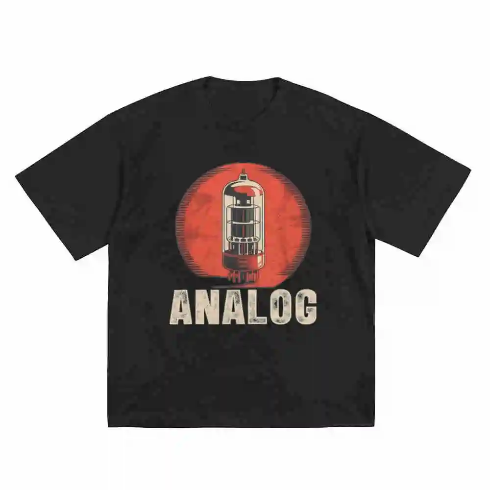 Vacuum Tube Amp Analog Vintage Retro 80S 90S Music Producer Short Sleeve Tee 100% Cotton T-Shirt