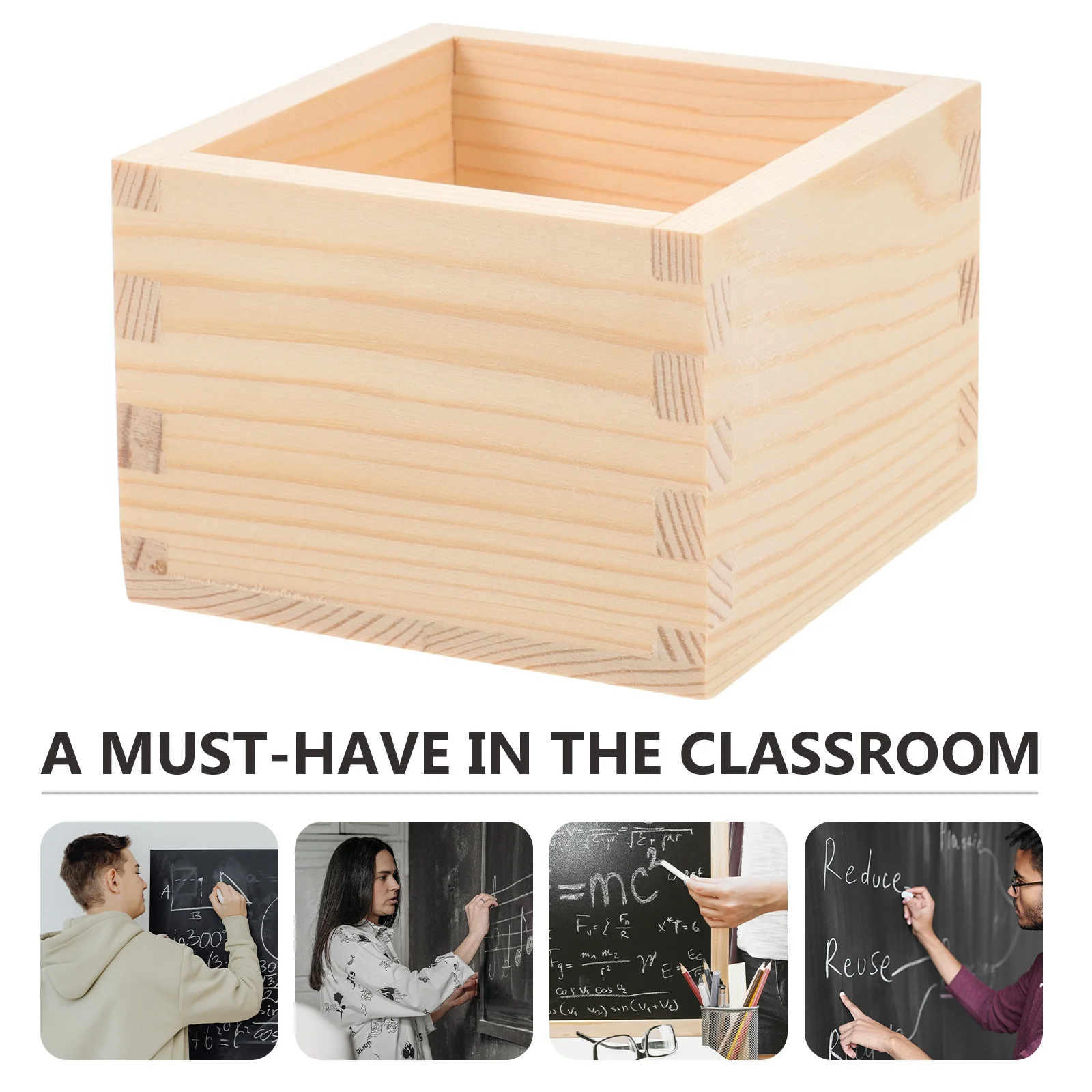 

Wood Desk Organizer Chalk Holder Pen Cup Multi-Purpose Wood Chalk Case Brush Holder Desktop Storage Box