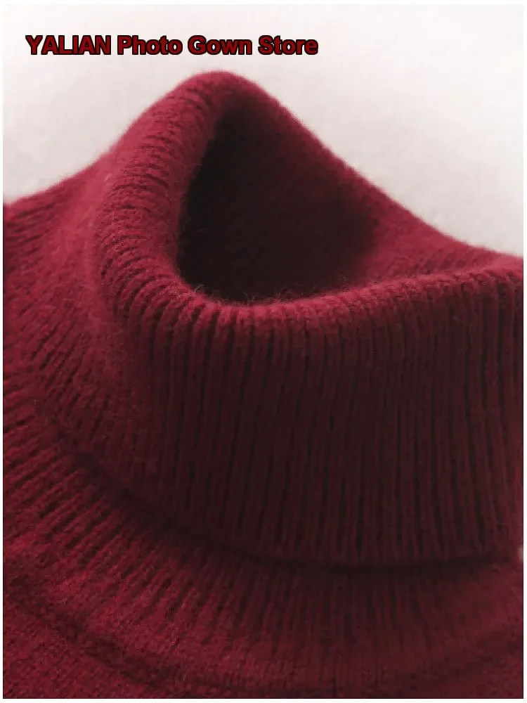 Kids Turtleneck Sweater Boys Girls Autumn Winter Goat Cashmere Pullover Long Sleeves Thickened High Neck