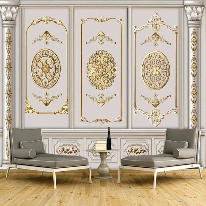 Custom Photo Wallpaper European Golden Gypsum Pattern Mural Bedroom Living room sofa TV background wall restaurant study Hotel