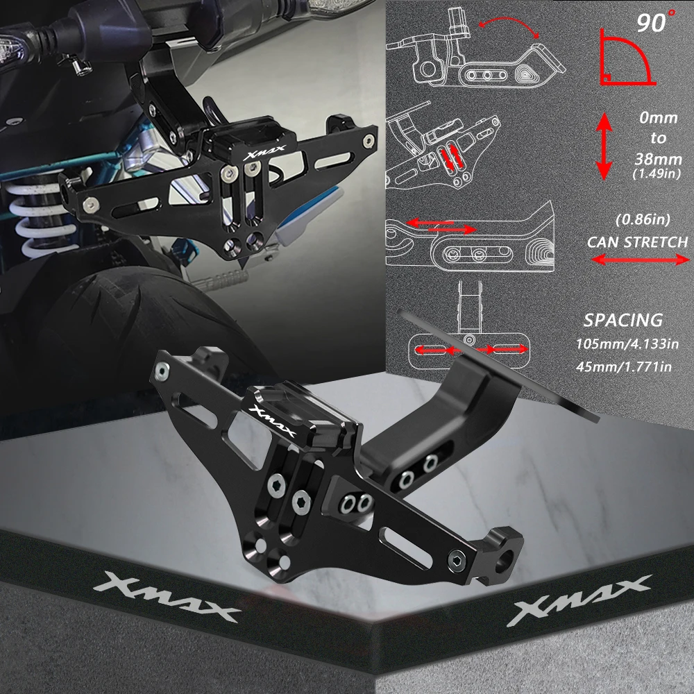 

FOR YAMAHA XMAX 125 XMAX 200 XMAX250 XMAX300 XMAX400 Rear License Plate Holder Bracket with Light Tail Tidy Fender Eliminator